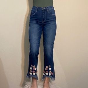Ella Moss High Waist Ankle Jean Olivia Embroidery